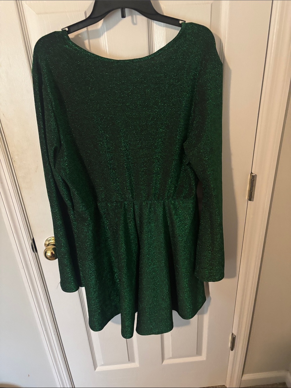 Boohoo Emerald Green Sparkle Long Sleeve Wrap Romper - Picture 3 of 3